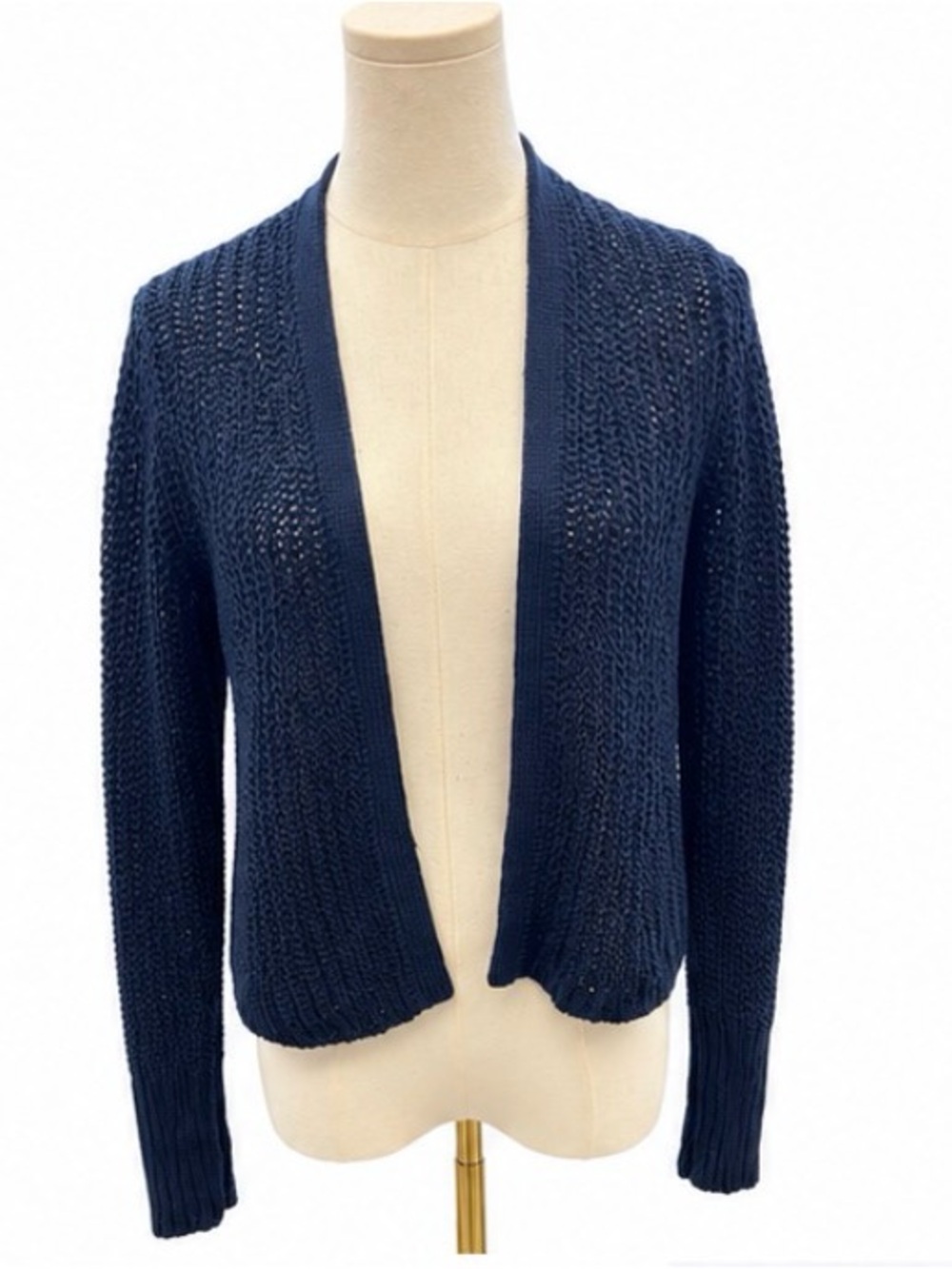 Banana Republic 100% Linen Open Knit Cardigan Blue Size Medium Cropped Sweater